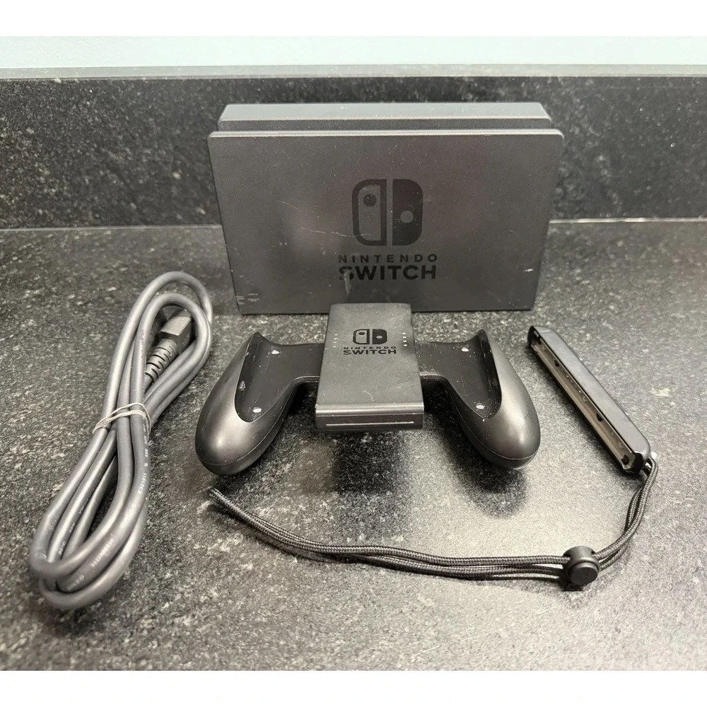 OEM Nintendo Switch Dock Bundle HDMI Cable Joy-Con Grip Strap Black Tested